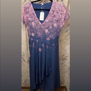 Floral print ombre dress